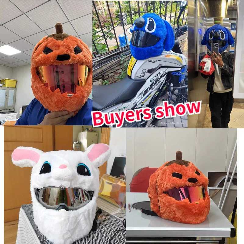 Mens and womens motorcycle helmets face shields motorcycle cool riding equipment personalized pumpkin fun plush helmet covers W241029