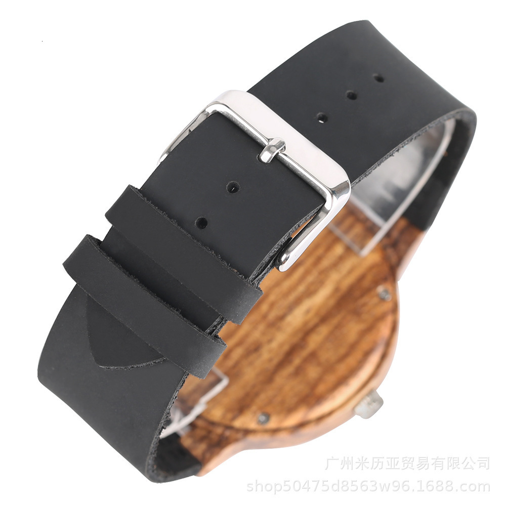 Wooden Watch Men's Unique Cork Slag/Broken Leaves Face Dial Clock Wood Quartz Clock Male Women Genuine Leather Band Wristwatches LY191213