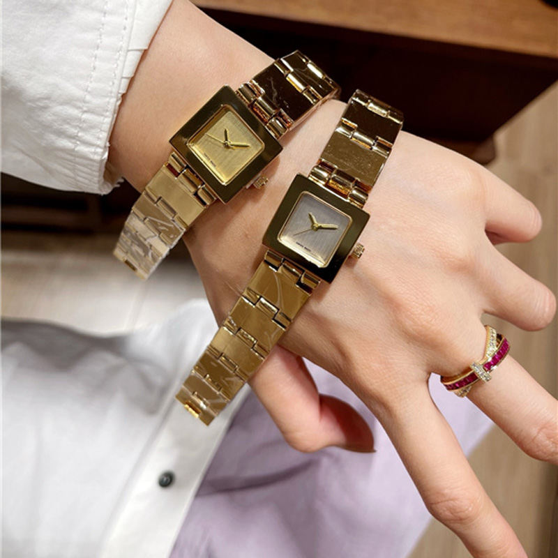 Fashion Brand Wrist Watches Women Girl Square Pretty Style Steel Metal Band Quartz Clock G174
