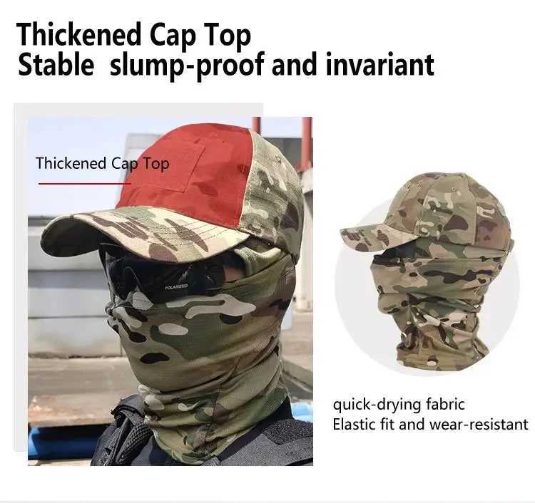 Balaclava Baseball Cs Full Face Mask Set Mens Summer Snback Sun Hat Outdoor Hunting Camo Balaclava W241029