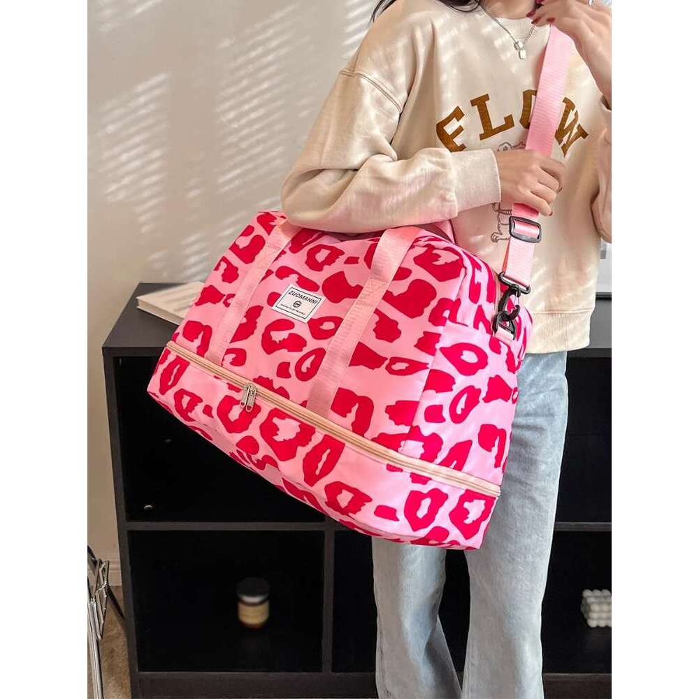 Spacious Durable Women's Carry-On Travel with Animal Print Nylon Large Capacity Sports Gym Weekend Overnight Bag