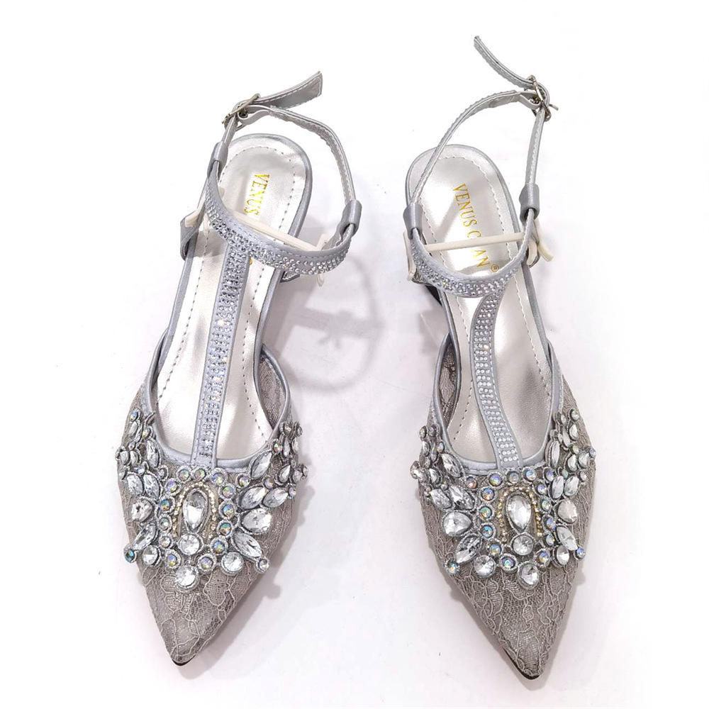 Ladies' fashion pointed toe comfortable low heel shoes, dia shoes irregular shaped handbags