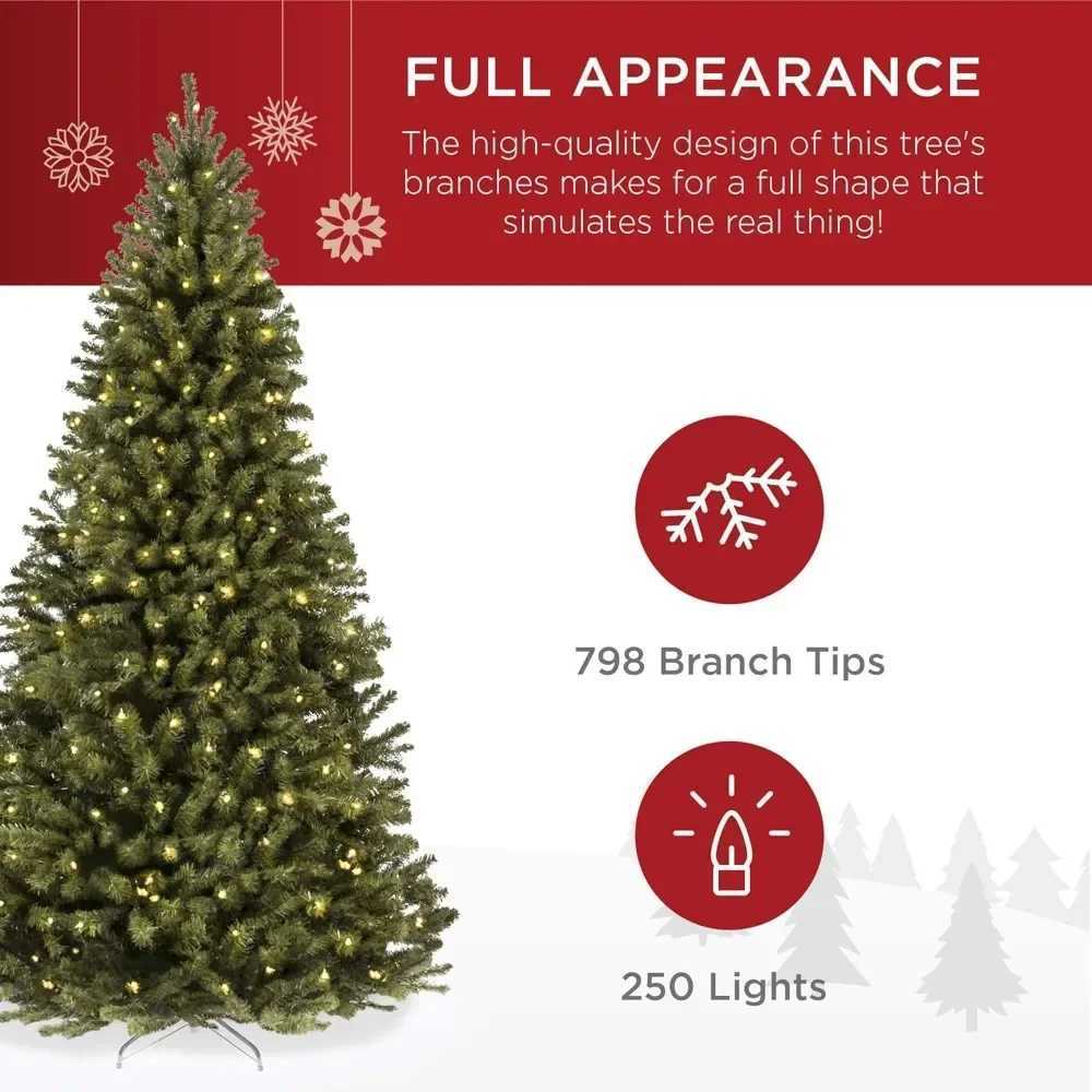 Pre-Lit Spruce Artificial Holiday Christmas Tree for Home Office Party DecorationXJ241026