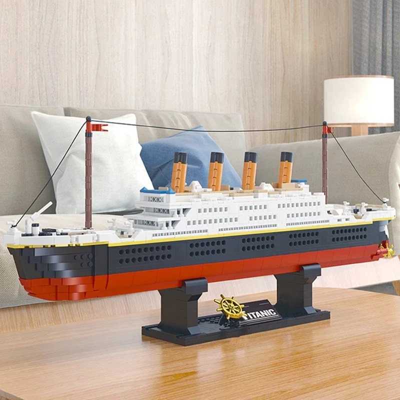 1860/1288pcs Titanic Cruise Ship Model Blocks Ship Building Blocks Gift for Kids Children Home Office Ornaments Fast ShippingXJ241029