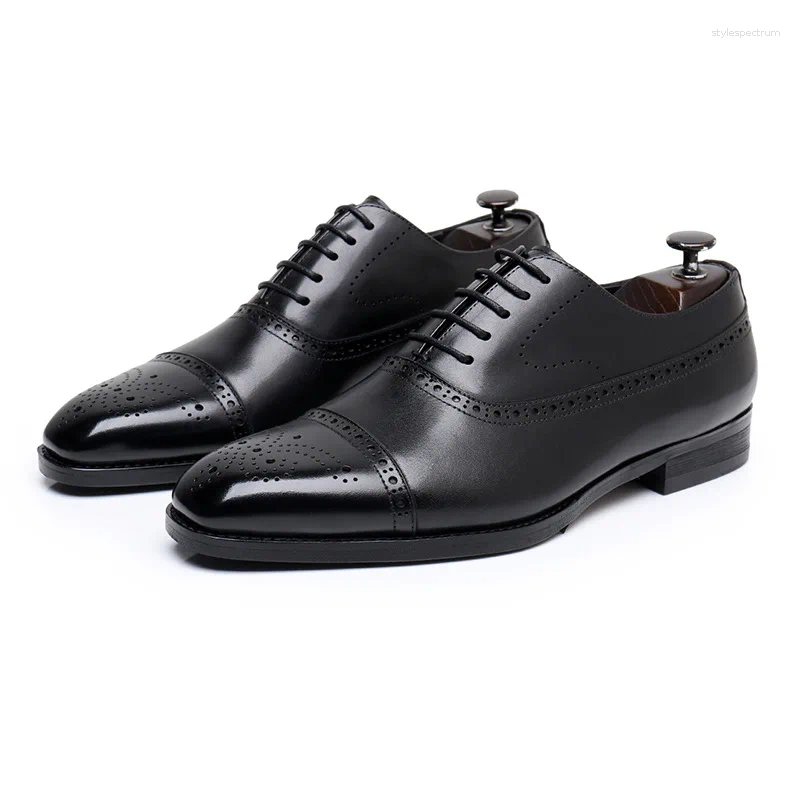 Dress Shoes Italian Mens Genuine Leather 2024 Autumn Handmade Elegant Black Wedding Social Brogues Male Size 44 241102