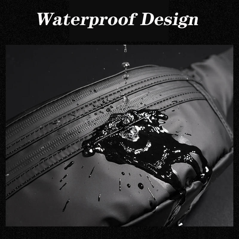 Men Fanny Pack with Antitheft Zip Waterproof Sports Outdoor Sling Bag Adjustable Crossbody Belt for Travel Walk Cycling 241029