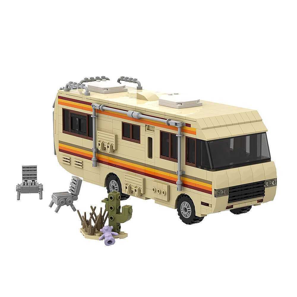 Gobricks MOC Classic Movie Breaking Bad Car Building Blocks Kit Walter White Pinkman Cooking Lab RV Vehicle Model Toys For GiftsXJ241029
