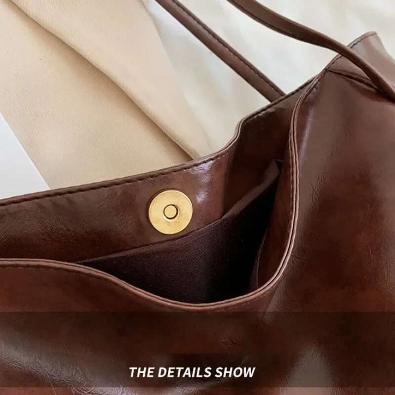 Women Tote Fashion Underarm Pouch Large Capacity Soft Pu Leather Shoulder Retro Crossbody Bag Casual Portable BucketBags