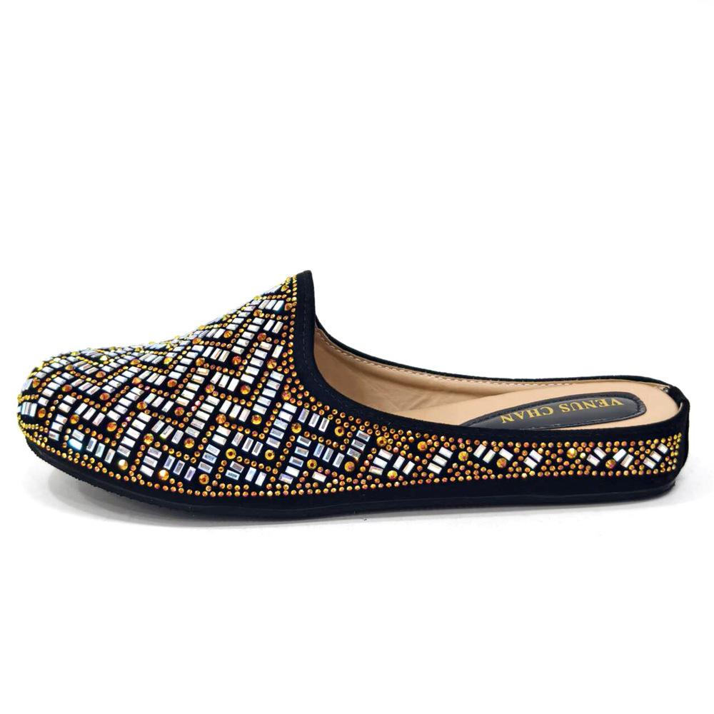 Half slippers rhinestone shoes bar shaped rhinestone pressure drill comfortable low heel 3CM