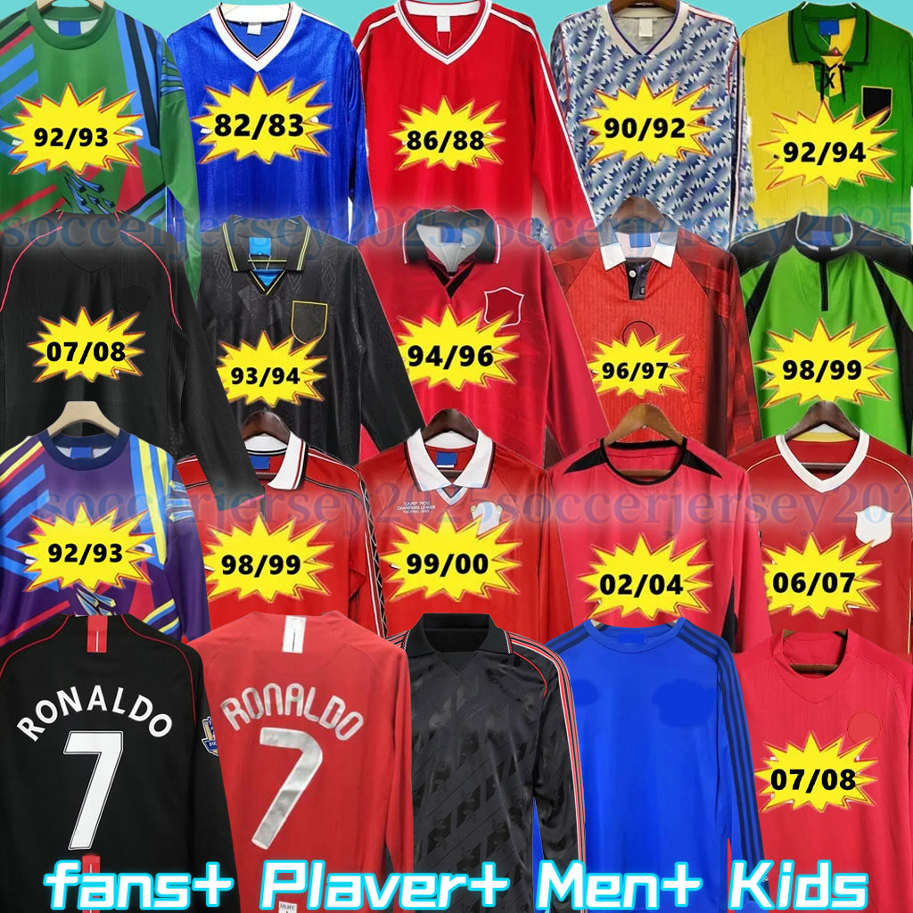 Retro 82 83 86 88 90 91 92 93 94 95 96 97 98 man Soccer Jerseys 2000 2002 2004 2006 2009 Vintage football shirt Classic CANTONA KEANE SCHOLES ROONEY COLE CARRICK long sleeve