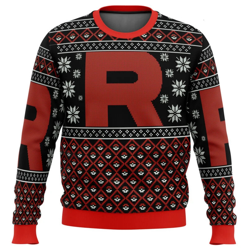 Pocket Monsters Ugly Team Rocket Year Christmas Sweater Christmas Gift Santa Claus Promotion Mens 3D Sweater Autumn/Winter Clothing 241030