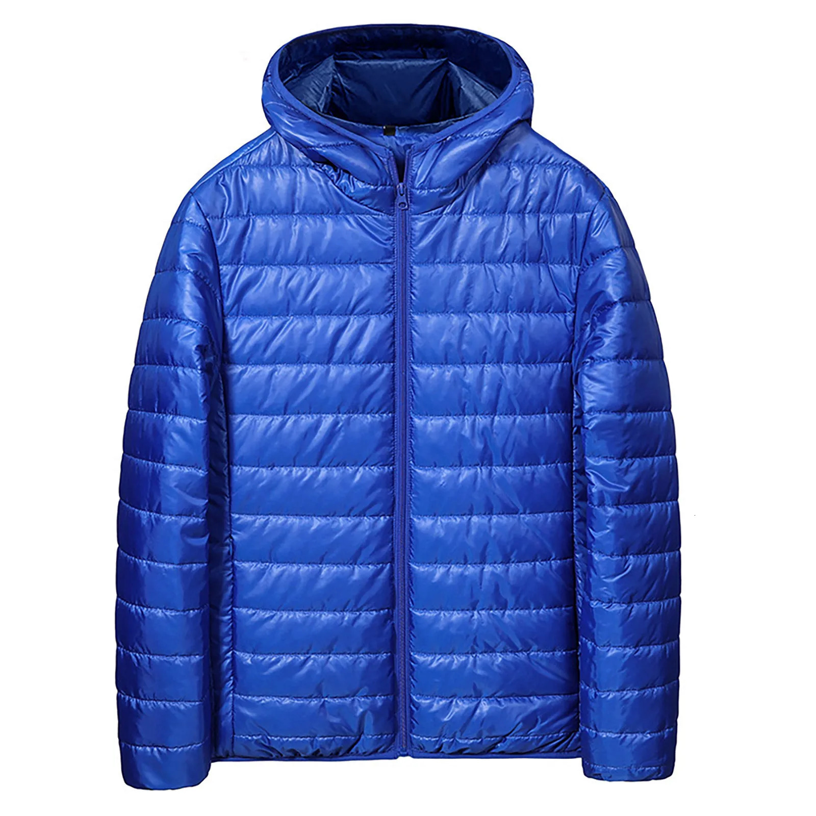 Mens Autumn Winter Light Cotton Padded Jacket Zipper Male Zippered Hat Coat Mens Coats Windproof Bubble Coat Puffer Jackets 241029