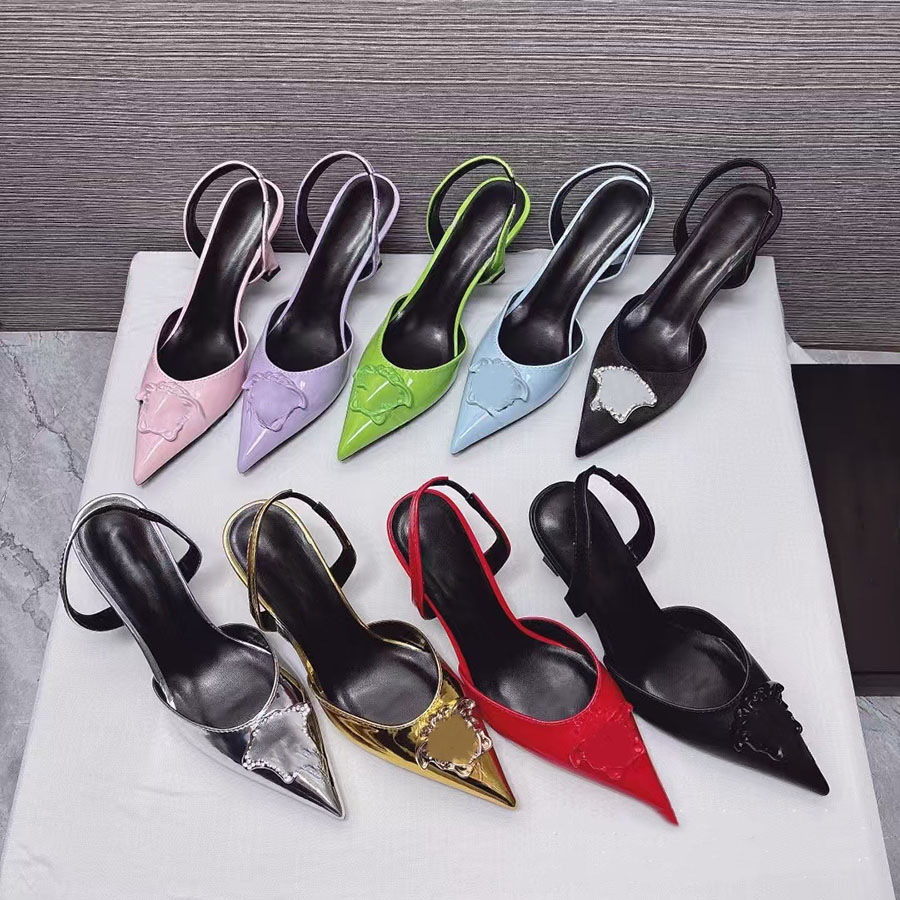 Designer shoes women's fashion classic human scalp high heels women's shoes new fashion pointy skinny heel overhead sandals