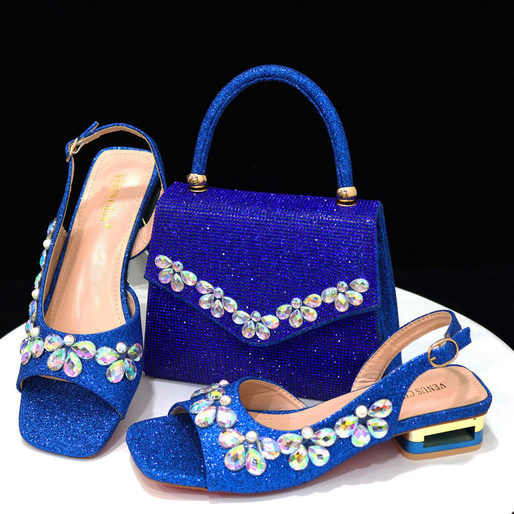 Square toe low heel sandals plus size women's shoes trapezoidal handbag