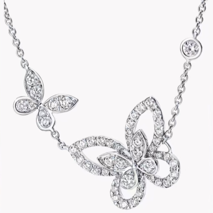 Classic Sweet Butterfly Necklace Women's Full-Diamond 18K Gold Collar Necklace Girl Luxury Jewelry Gift for Formal Events Daily Outfit Career-Rel
