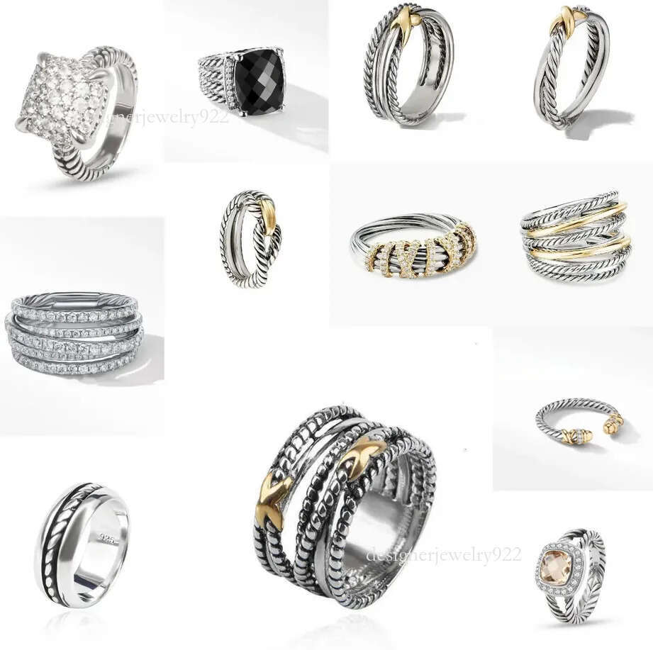 Vintage Sier Twisted for Men Women with Dia Designer Jewelry Couple Birthday Gift Engagement Ring