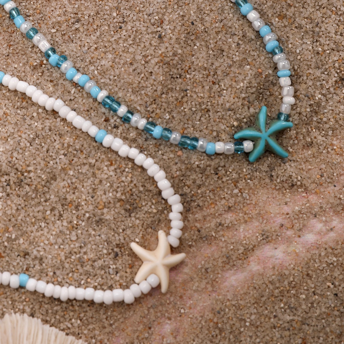 European and American Style Cross-border Rice Bead Beach Ocean Hot Selling Accessories Versatile Starfish Necklaces Shell Necklaces Women's Acces