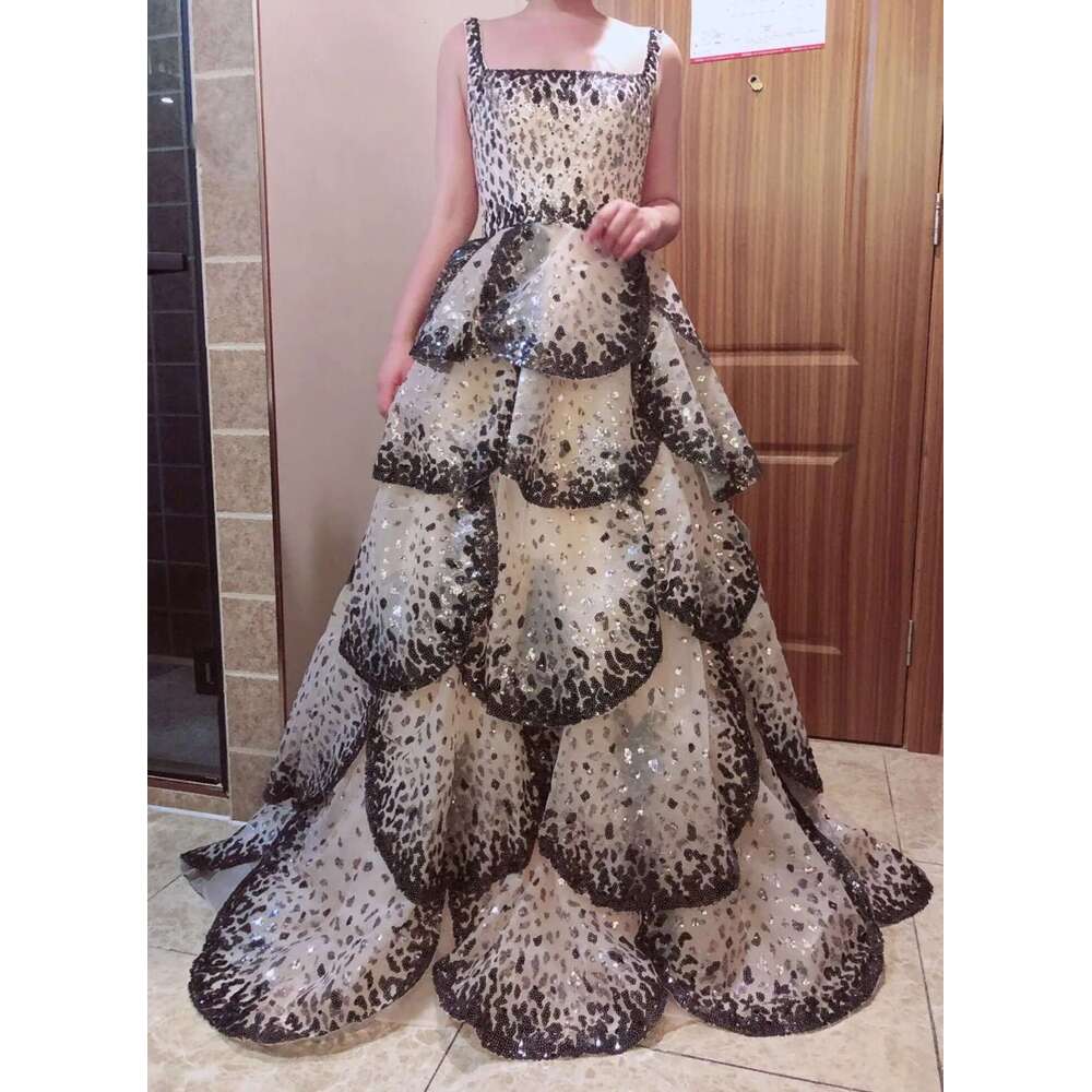 Dubai Evening Dresses Prom Gown Sparkly Sequin Tiered Ruffles Elegant Women Long Party Formal Gowns Vestido 6660311