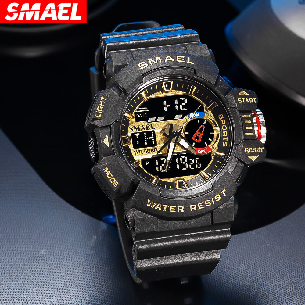 SMAEL Red Sport Clock Men Watches Man 30M Waterproof Watch LED Digital Quartz Wristwatches relogio masculino Male Saat 1436 LY191213