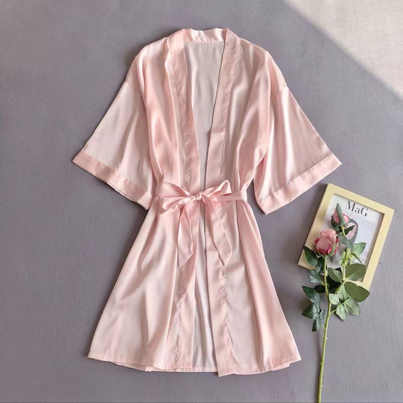 Green Nightgown Solid Color Kimono Lady Elegant Bathrobe Satin Homewear Wedding Bridal Gift Sleepwear Sexy Intimate gerie