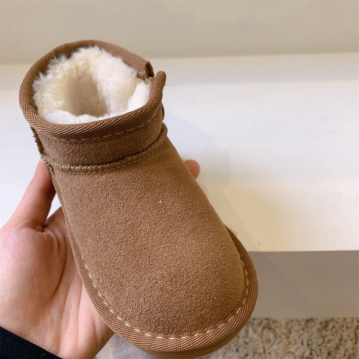Children's Snow Boots: Warm Veet, Winter Outdoor Shoes, Apricot, Black or Camel, Sizes 22-35