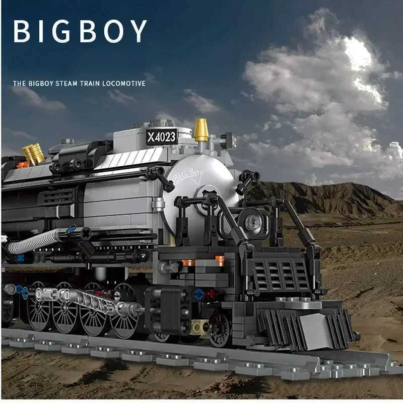 Free shipping 1608PCS Steam Building Blocks The Union Pacific Big Boy Train Ci Railway Assemble Model Bricks Kid Toys Holiday Gifts