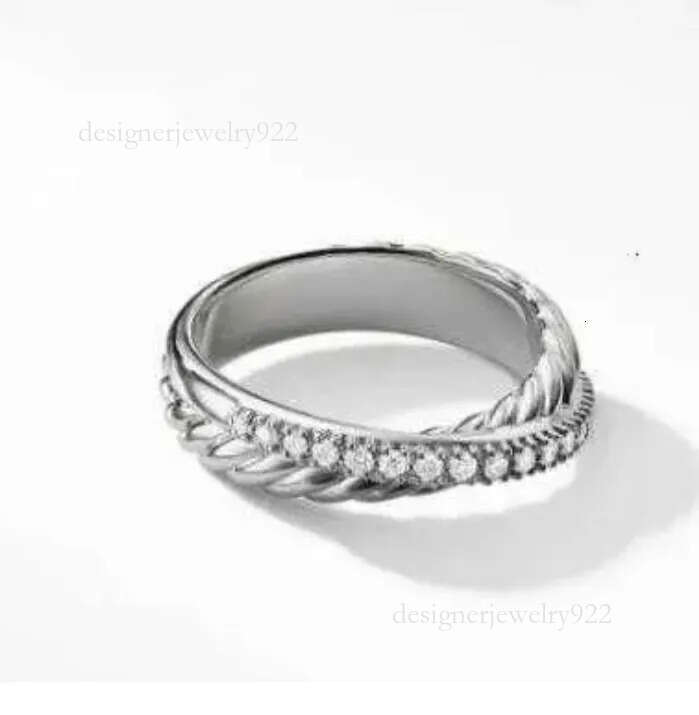 Vintage Sier Twisted for Men Women with Dia Designer Jewelry Couple Birthday Gift Engagement Ring