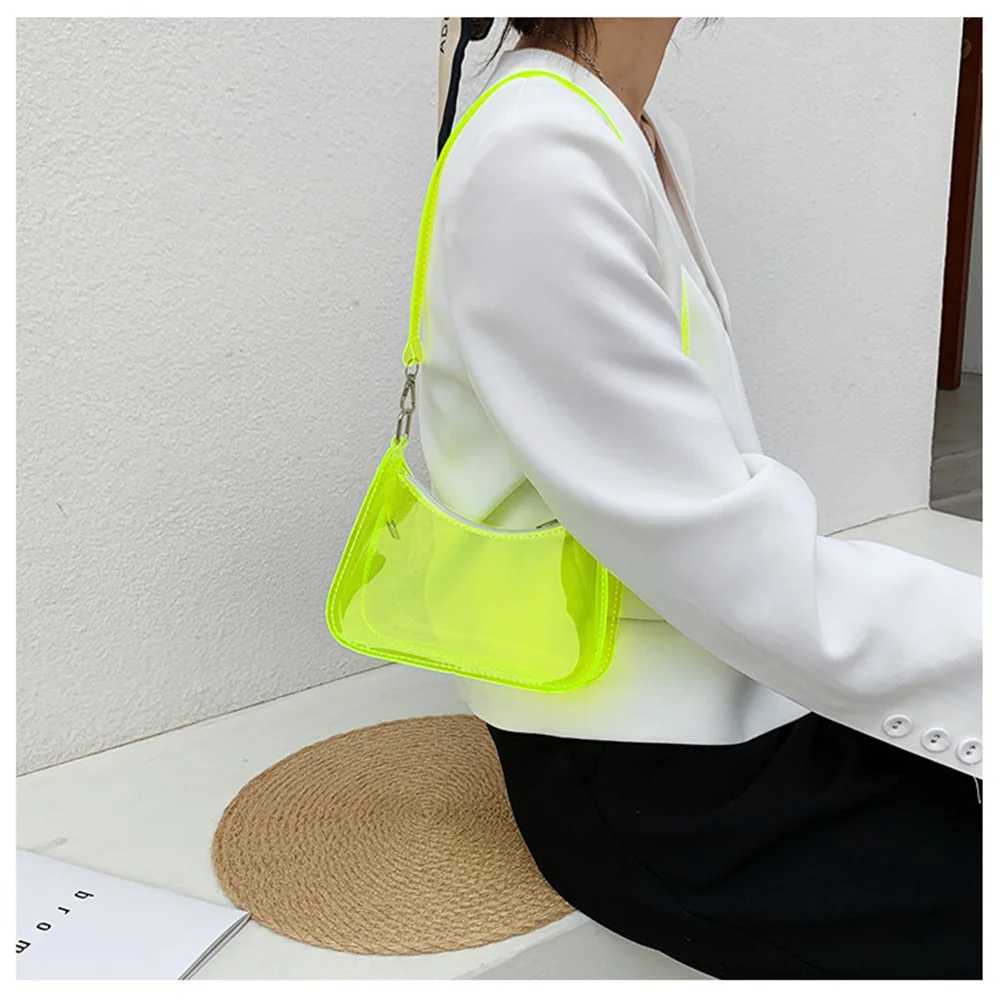 Fi Vintage Ladies Jelly Solid Color Clear Underarm Bag Casual Women Handbags Purse Mobile Phone Shoulder Bag Fival Gifts XJ250718