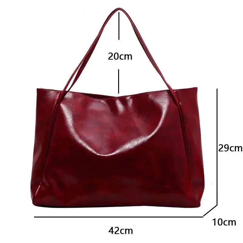 Women Tote Fashion Underarm Pouch Large Capacity Soft Pu Leather Shoulder Retro Crossbody Bag Casual Portable BucketBags