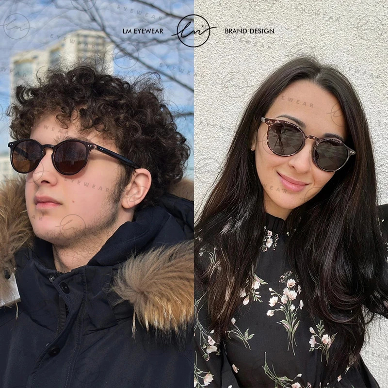 LM Retro Round Sunglasses Womens Ultralight TR90 Polarized Neutral Driving Shadow Retro Sunglasses UV400 Gafas De Sol 241030