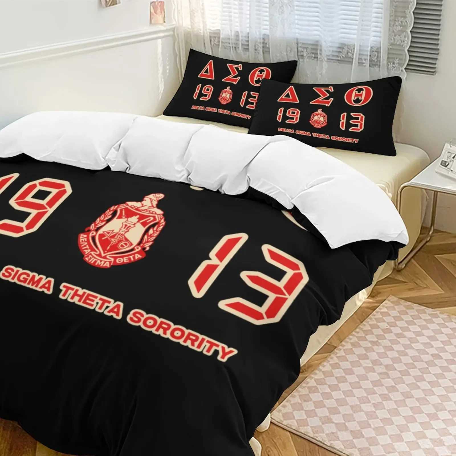 3D Printing Delta Girls Association Sigma Theta DST Bedding Twin Down Duvet Cover Comfortable Box Boys and Girls Adult Bedroom X241029