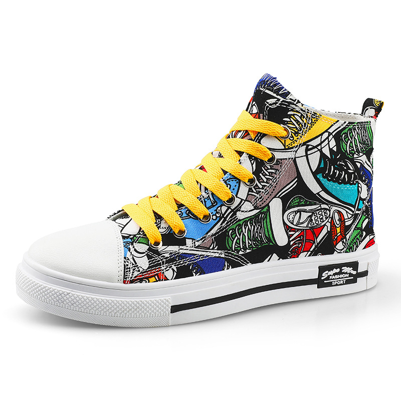 Men Women Casual Shoes Canvas Fashionable Shoes Hip hop Lace Up Low-top Board Walking Shoes