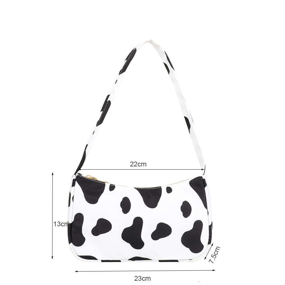 Animal Print Nylon Shoulder Bag for Women - Vintage Half-Moon Handbag Purse