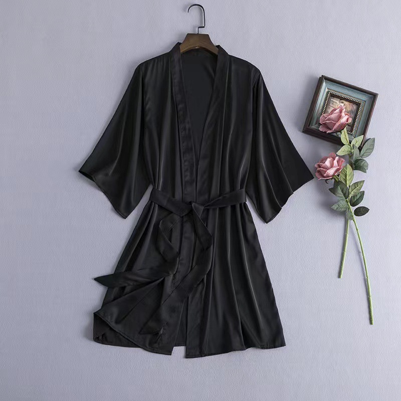 Green Nightgown Solid Color Kimono Lady Elegant Bathrobe Satin Homewear Wedding Bridal Gift Sleepwear Sexy Intimate gerie