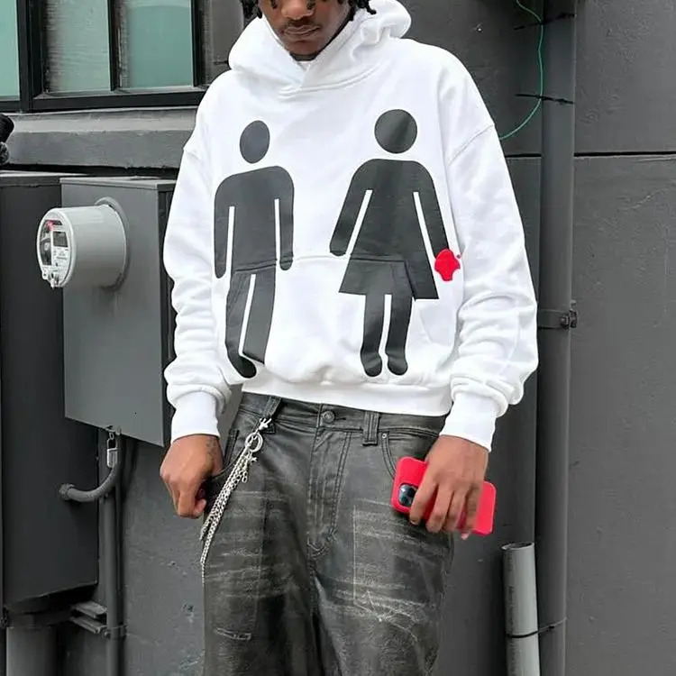 Vintage Adam and Eve Print Hoodies Women Men Harajuku Streetwear Oversized Sweatshirt Goth Y2k Top High Street Pocket Hoodie 241031