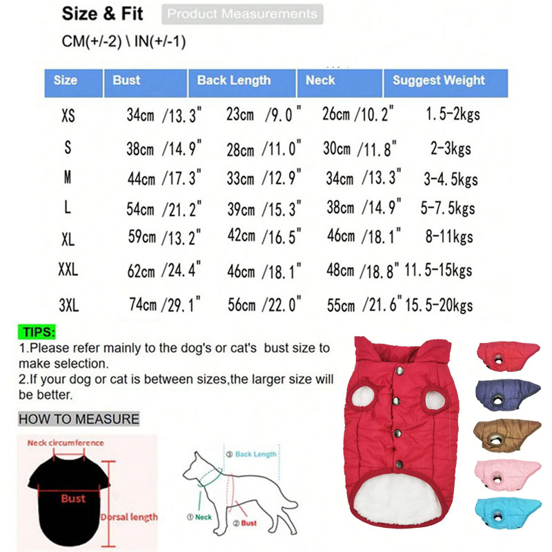 Winter Clothes Outdoor Cold Proof Warm Dog Jacket with Fleece Cotton Lining Chihuahua French Bulldog Puppy Clothing Coat Free shipping