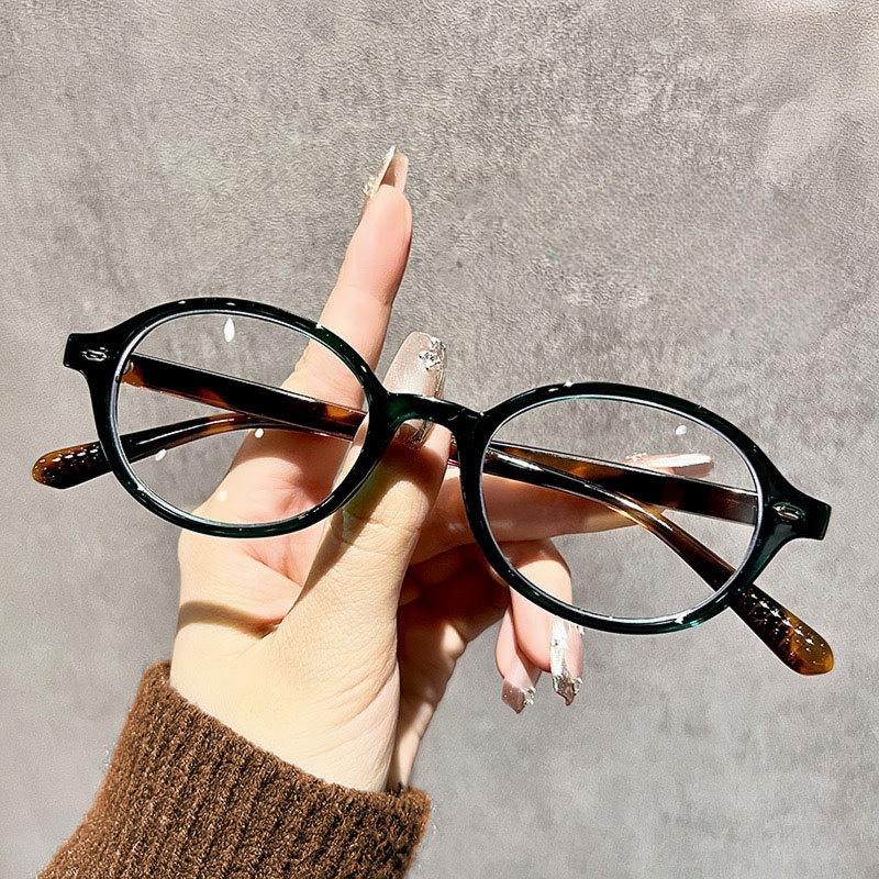 9535 2024 new hot selling retro oval tortoiseshell color small frame black frame plain glasses full frame glasses frame