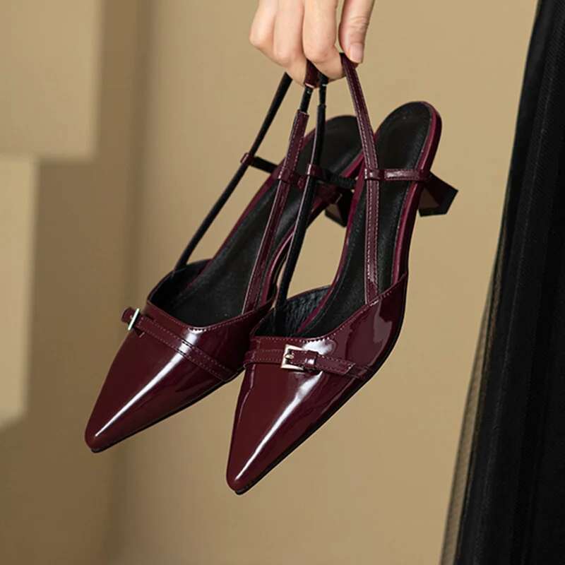 Pointed Toe Sexy Mid Heels Party Women Sandals Designer Summer Brand Pumps Sgback Casual Shoes Dress Slippers 2023 New