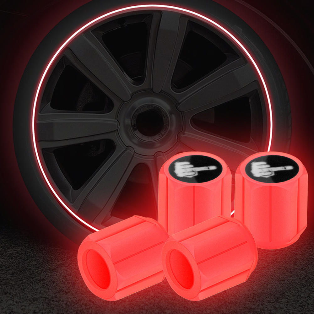 New AQTQAQ 4Pcs Luminous Wheel Tire Vae Caps Plastic ABS Dust Proof Tires Accessories Tyre Stem Cover For Car Motorcycle Bike