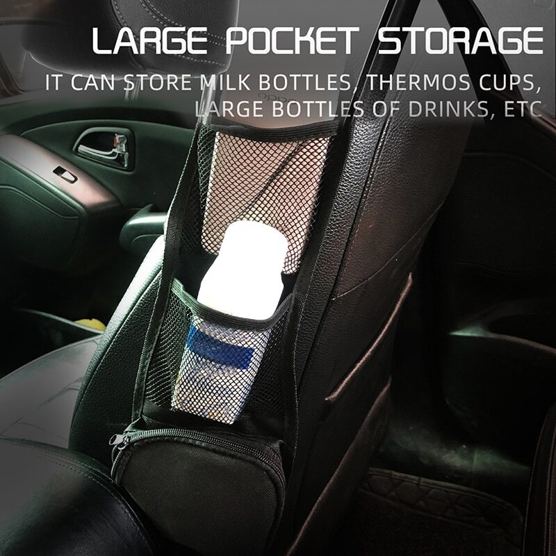 New Multifunctional Zipper Car Side Storage Bag With Mesh Pocket Things Holder Suitable For Cars