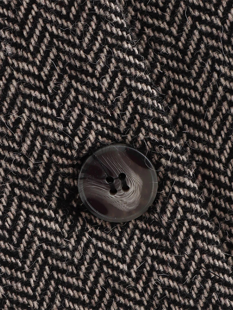 Herringbone Wool Tweed Women Suit Blazer Single Breasted Lapel Jacket Autumn Winter Formal Fashion Coat Lady Outwears 241031