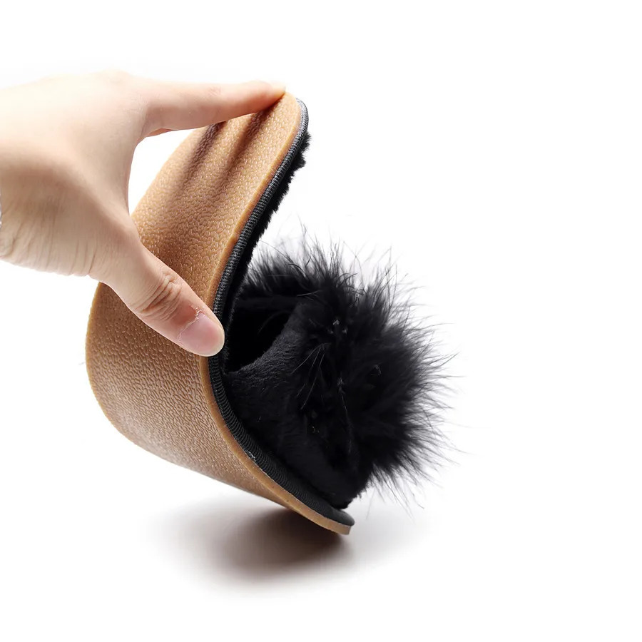 Fayuekey Spring Summer Winter Home Cotton Fluffy Fur Slippers Womens Wedding Floor Bedroom Flat Shoes 241031