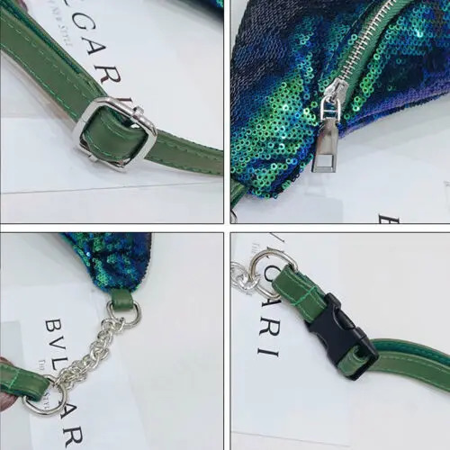 Fashion Womens Shoulder Bag Sparkling Glitter Fanny Leather Bun with Waist Bun Bag Travel Sports Bag Wallet 241031