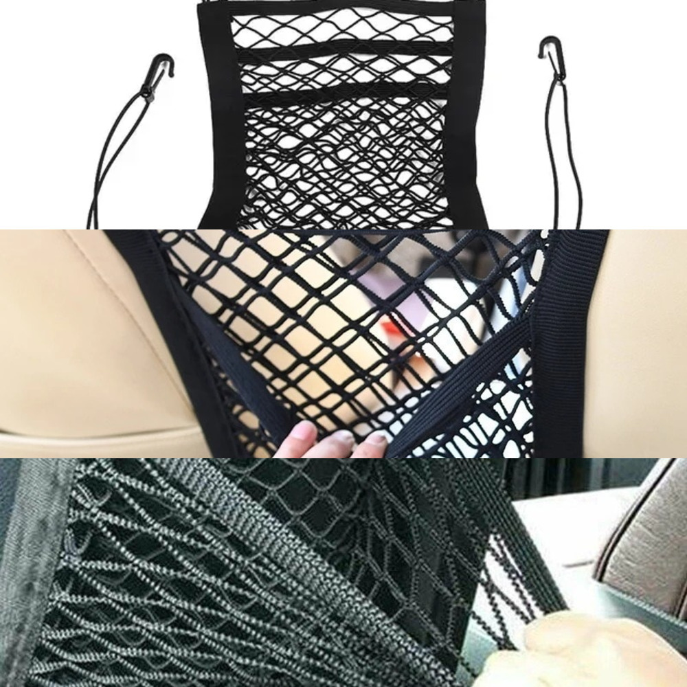 New 1Pc Black Three Layer Stretchable Elastic Storage Bag Car Pet Protective Net