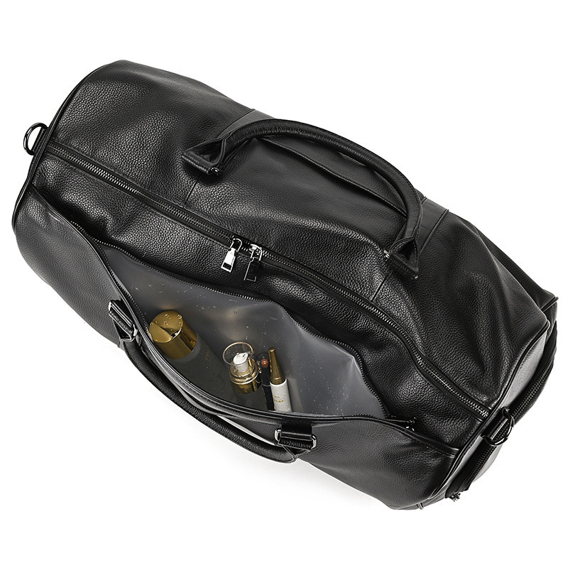 Fashion Genuine Duffel Big Cow Leather Men Women Business Travel Bag Black Large Shoulder Weekend Lage Bags 231123 a594