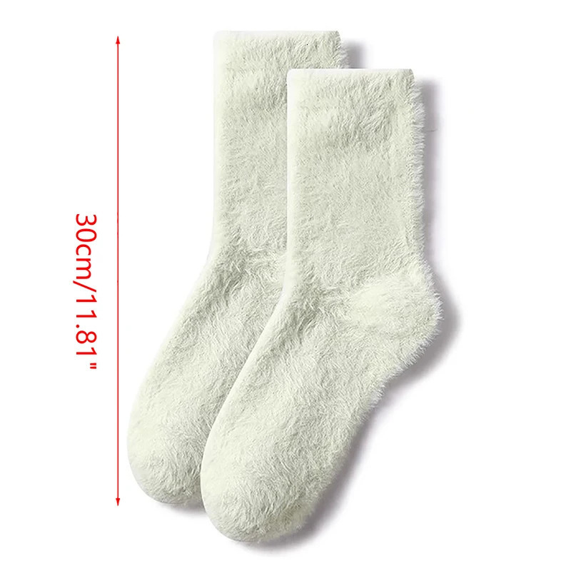 Super Soft Socks Mink Fleece for Women Ins Solid Winter Warm Thicken Coral Plush Socks Thermal Snow Home Sleep Floor Kawaii Sock 241031