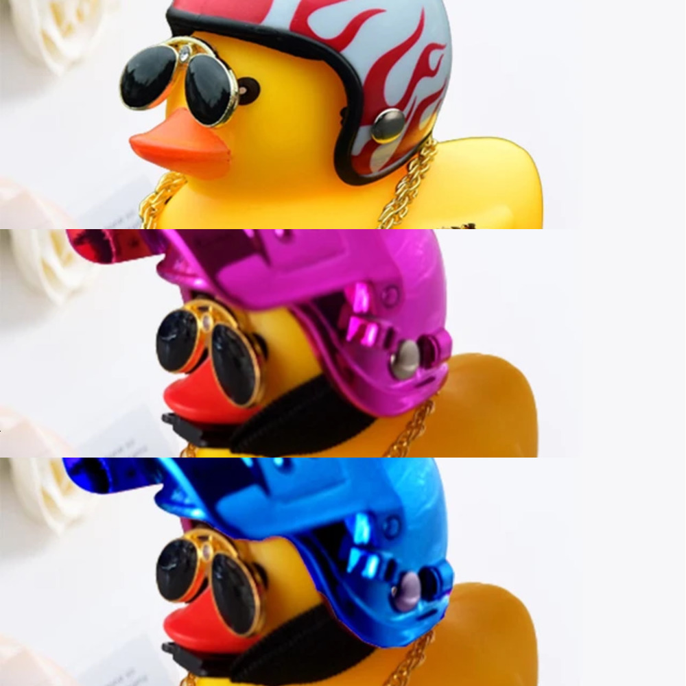 New Motor Yellow Ornaments With Helmet For Bike Without Lights Auto Accessories Duck In The Car Interior Decoration