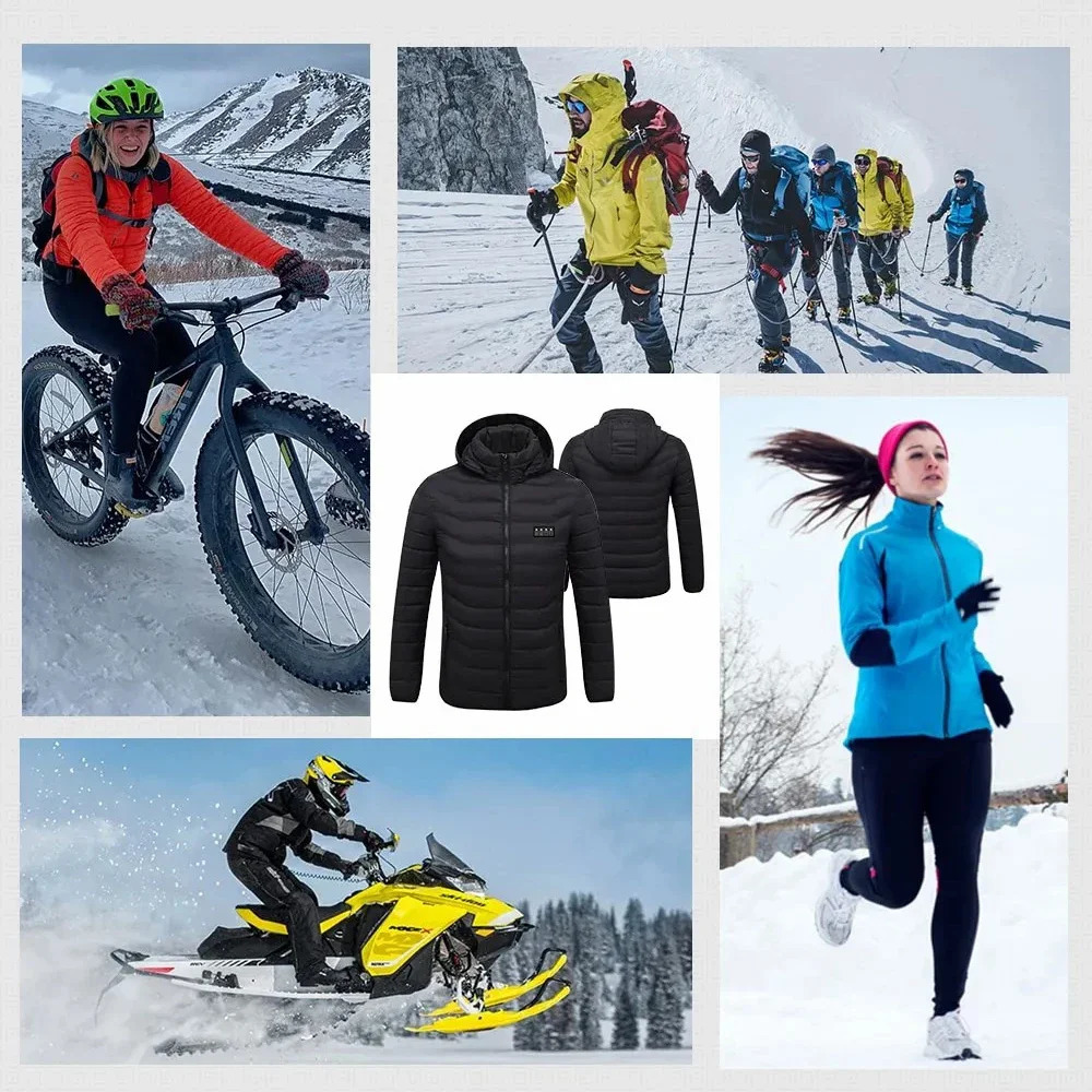 Self Heating Jackets Men Womens Winter Warm Parkas Insulation 21 Zones USB Electric Heated Vest Clothing Coat Plus Size XL-6XL 241031