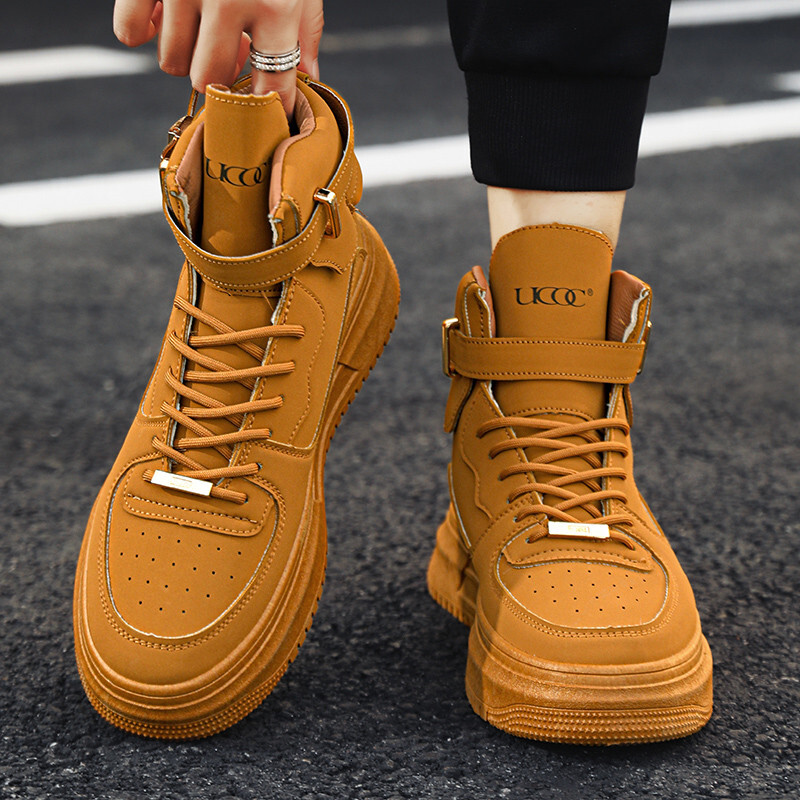 Hot Fashion Brown 2024 Designer High Top Comfortable Platform Shoes Men Casual Mens Skateboard Sneakers