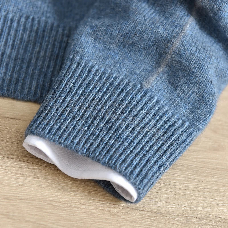 ZNTX Pure cashmere sweater mens half high neck winter style pullover thickened knitted base middleaged business 241031